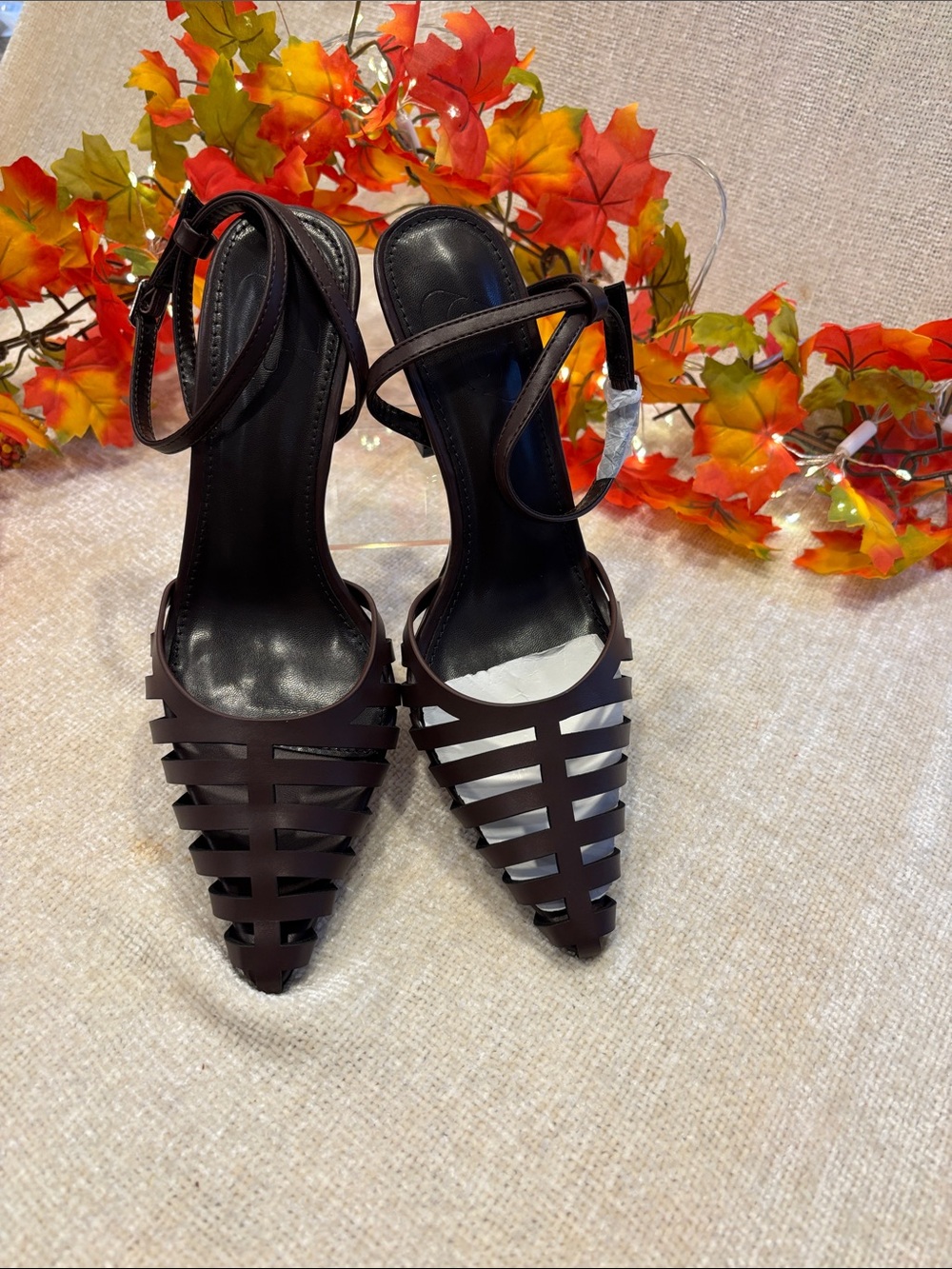 Women’s chocolate brown Strappy Pointed-Toe Heels